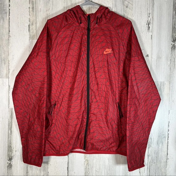 Nike Men’s Ru City Scape Packable Jacket Windbreaker Red Black Size Large - Picture 1 of 9